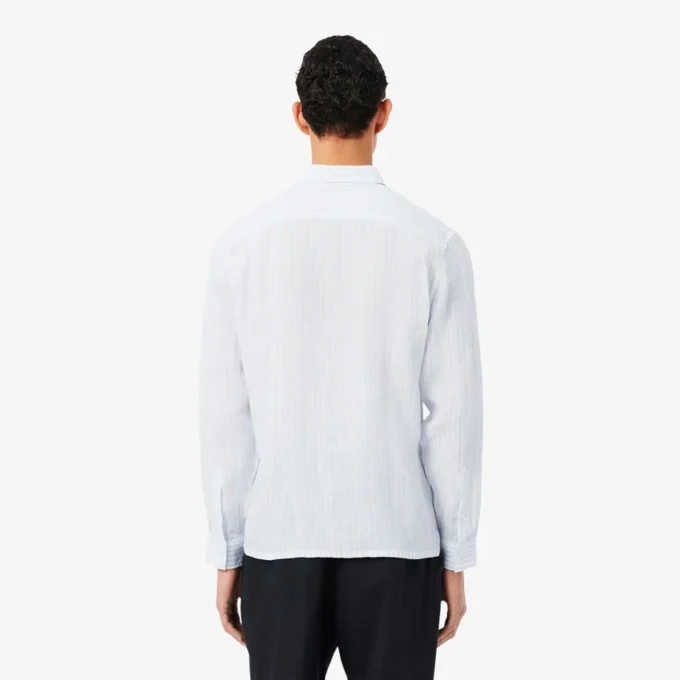Camicia da uomo in lino a righe dal taglio regolare Camicia da uomo in lino a righe dal taglio regolare