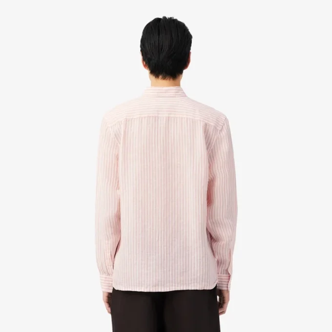 Camicia da uomo in lino a righe dal taglio regolare Camicia da uomo in lino a righe dal taglio regolare