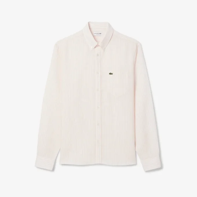 Camicia da uomo in lino a righe dal taglio regolare Camicia da uomo in lino a righe dal taglio regolare