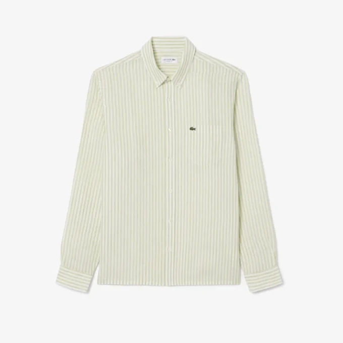 Camicia da uomo in lino a righe dal taglio regolare Camicia da uomo in lino a righe dal taglio regolare