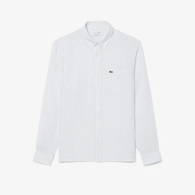 Camicia da uomo in lino a righe dal taglio regolare Camicia da uomo in lino a righe dal taglio regolare