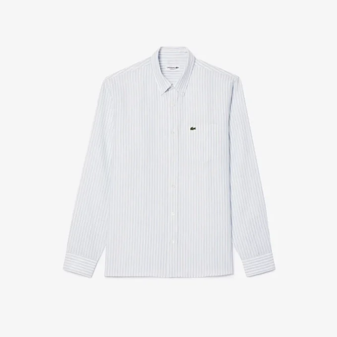 Camicia da uomo in lino a righe dal taglio regolare Camicia da uomo in lino a righe dal taglio regolare