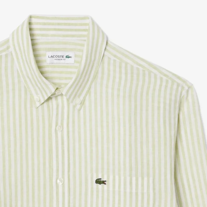 Camicia da uomo in lino a righe dal taglio regolare Camicia da uomo in lino a righe dal taglio regolare