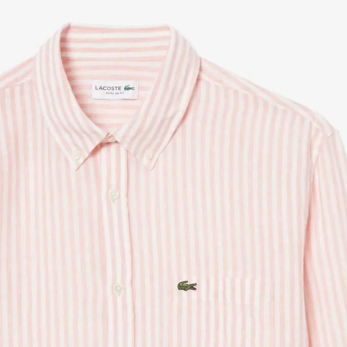 Camicia da uomo in lino a righe dal taglio regolare Camicia da uomo in lino a righe dal taglio regolare