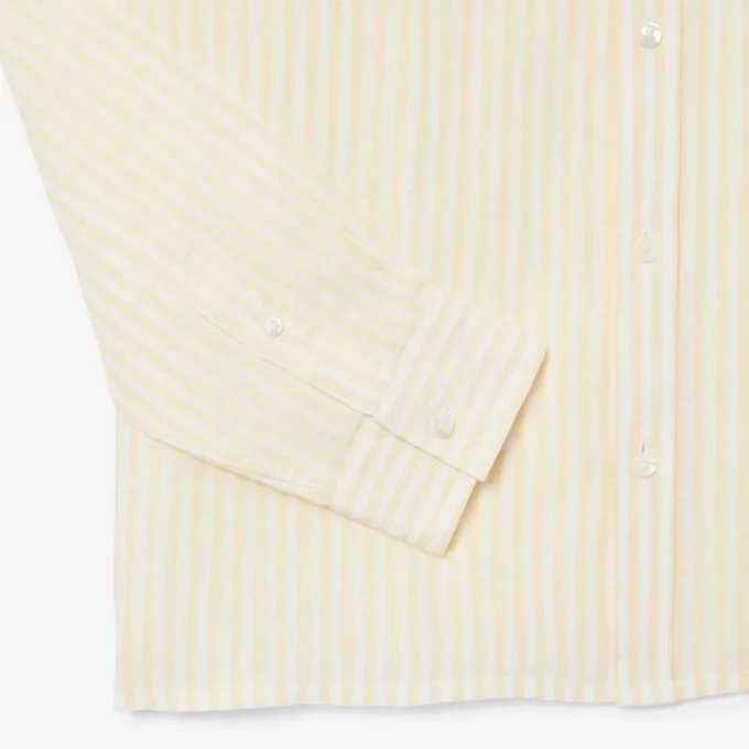 Camicia da uomo in lino a righe dal taglio regolare Camicia da uomo in lino a righe dal taglio regolare