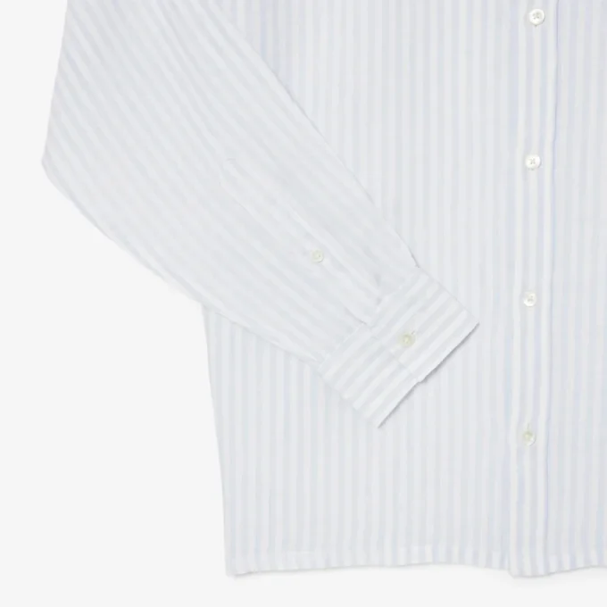 Camicia da uomo in lino a righe dal taglio regolare Camicia da uomo in lino a righe dal taglio regolare