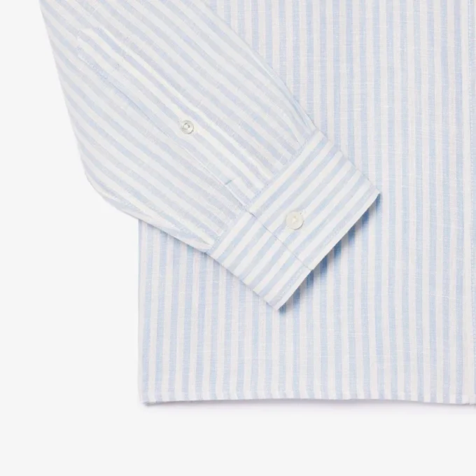 Camicia da uomo in lino a righe dal taglio regolare Camicia da uomo in lino a righe dal taglio regolare
