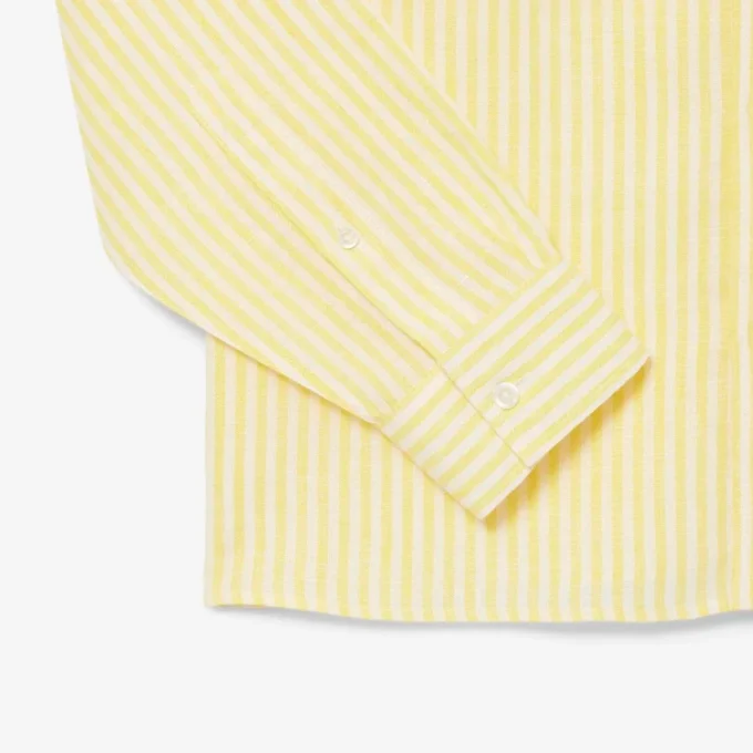 Camicia da uomo in lino a righe dal taglio regolare Camicia da uomo in lino a righe dal taglio regolare