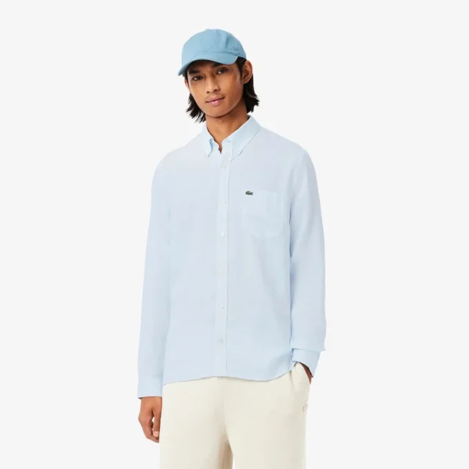 Camicia da uomo in lino dalla vestibilità regolare Camicia da uomo in lino dalla vestibilità regolare