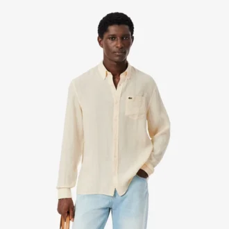 Camicia da uomo in lino dalla vestibilità regolare
