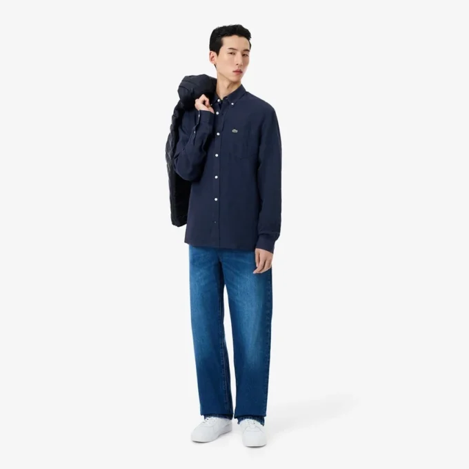 Camicia da uomo in lino dalla vestibilità regolare Camicia da uomo in lino dalla vestibilità regolare