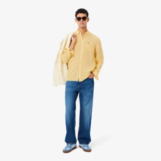 Camicia da uomo in lino dalla vestibilità regolare Camicia da uomo in lino dalla vestibilità regolare