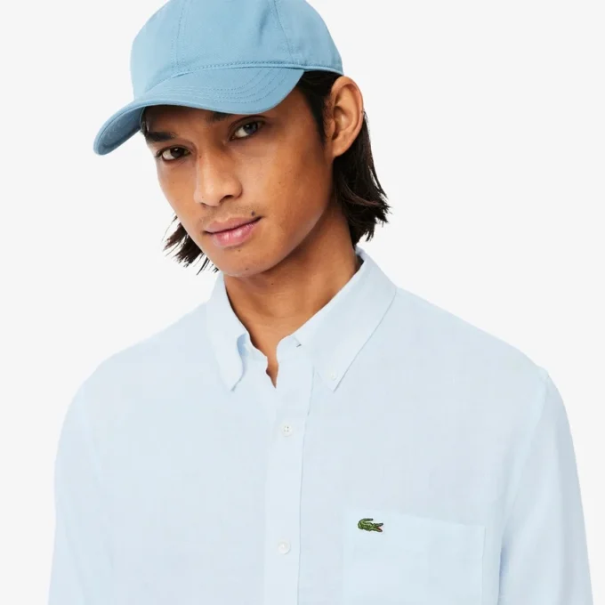 Camicia da uomo in lino dalla vestibilità regolare Camicia da uomo in lino dalla vestibilità regolare