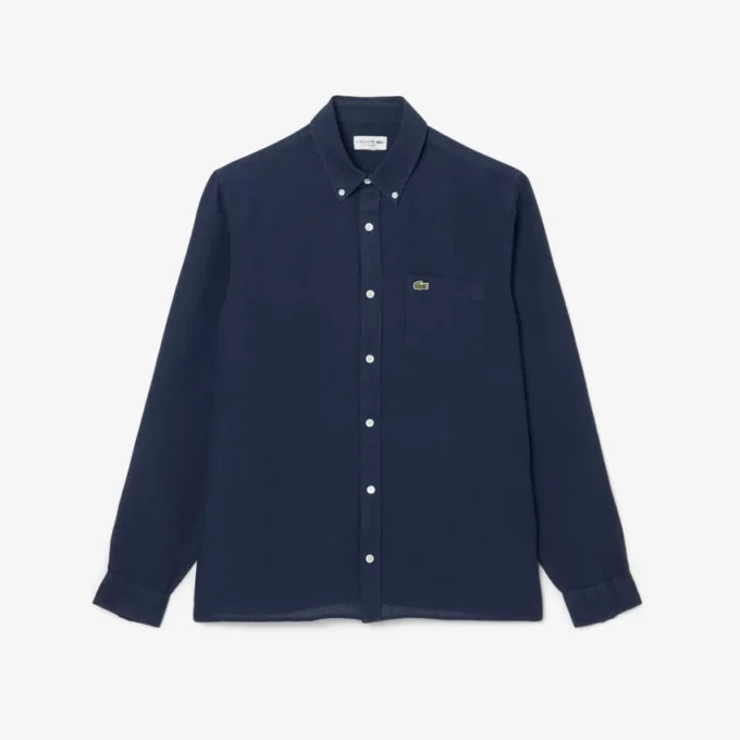 Camicia da uomo in lino dalla vestibilità regolare Camicia da uomo in lino dalla vestibilità regolare