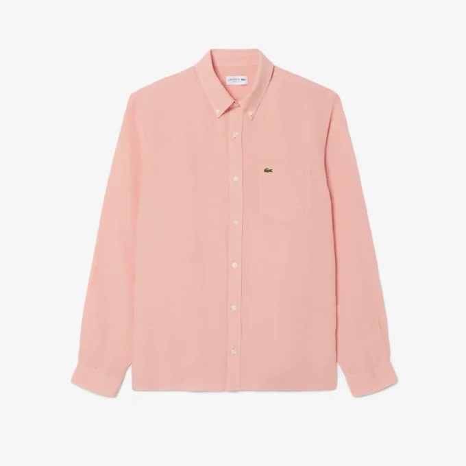 Camicia da uomo in lino dalla vestibilità regolare Camicia da uomo in lino dalla vestibilità regolare
