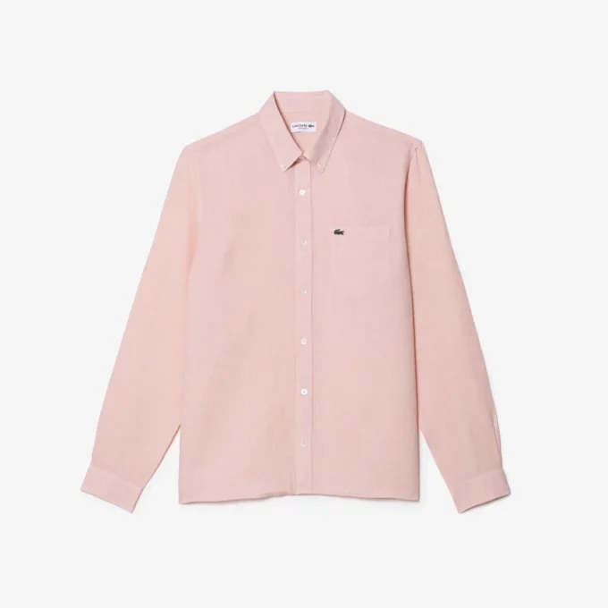 Camicia da uomo in lino dalla vestibilità regolare Camicia da uomo in lino dalla vestibilità regolare
