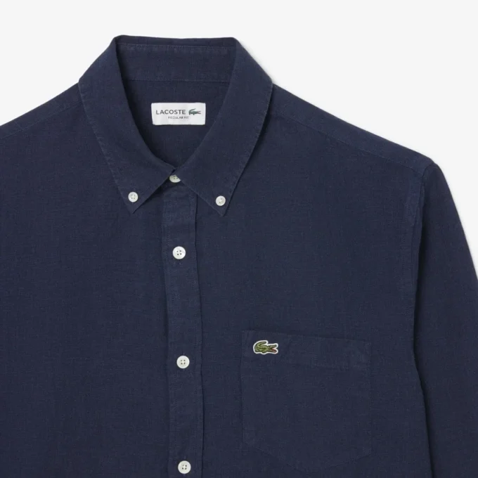 Camicia da uomo in lino dalla vestibilità regolare Camicia da uomo in lino dalla vestibilità regolare