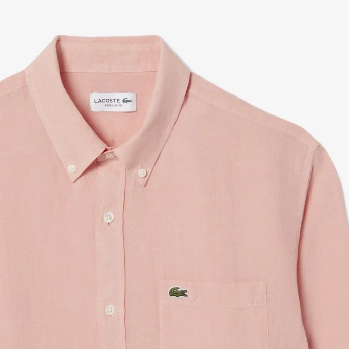 Camicia da uomo in lino dalla vestibilità regolare Camicia da uomo in lino dalla vestibilità regolare