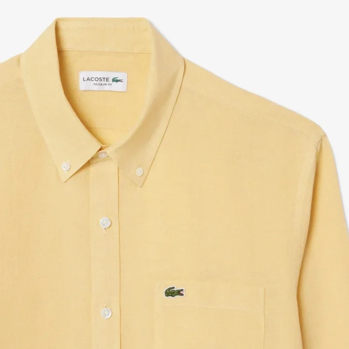 Camicia da uomo in lino dalla vestibilità regolare Camicia da uomo in lino dalla vestibilità regolare