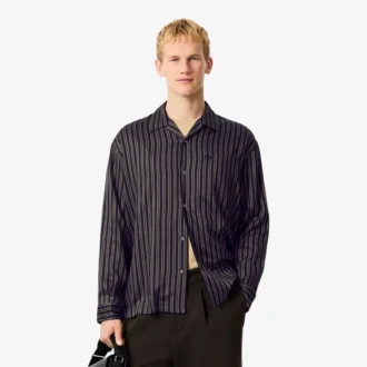Camicia da uomo in lyocell a righe con vestibilità comoda