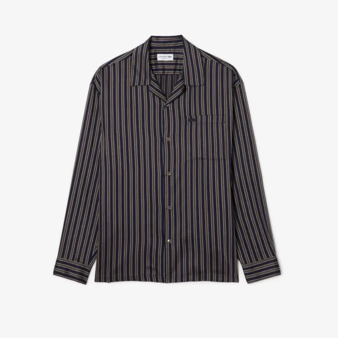 Camicia da uomo in lyocell a righe con vestibilità comoda Camicia da uomo in lyocell a righe con vestibilità comoda