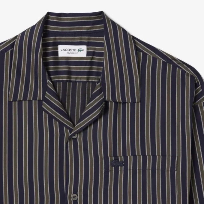 Camicia da uomo in lyocell a righe con vestibilità comoda Camicia da uomo in lyocell a righe con vestibilità comoda