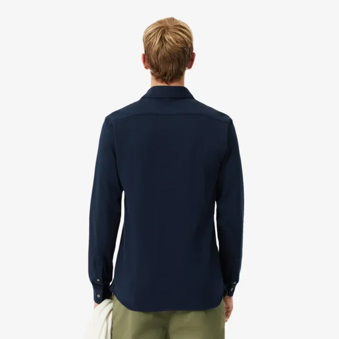 Camicia da uomo in piqué di cotone dalla vestibilità slim Camicia da uomo in piqué di cotone dalla vestibilità slim