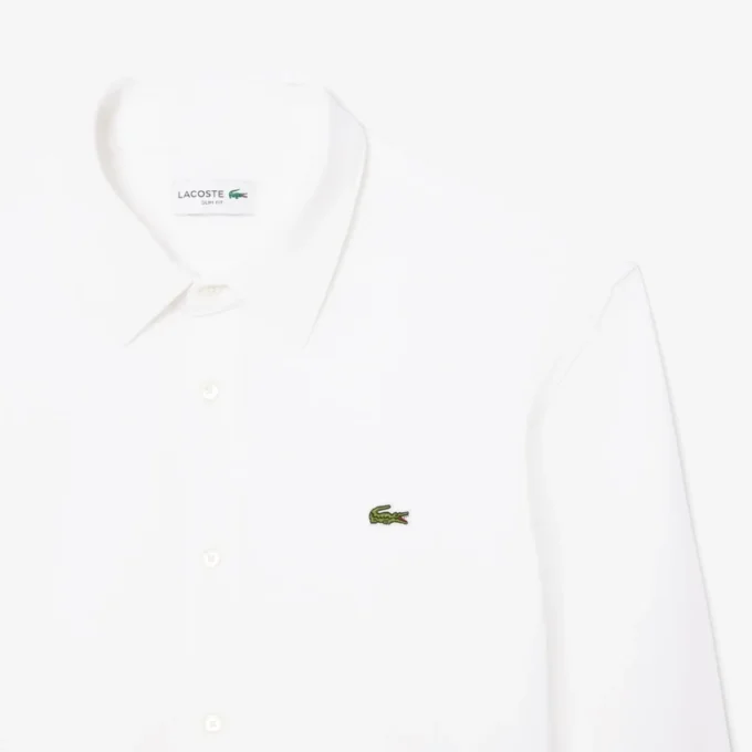 Camicia da uomo in piqué di cotone dalla vestibilità slim Camicia da uomo in piqué di cotone dalla vestibilità slim