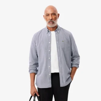 Camicia da uomo in popeline a quadretti, vestibilità regolare