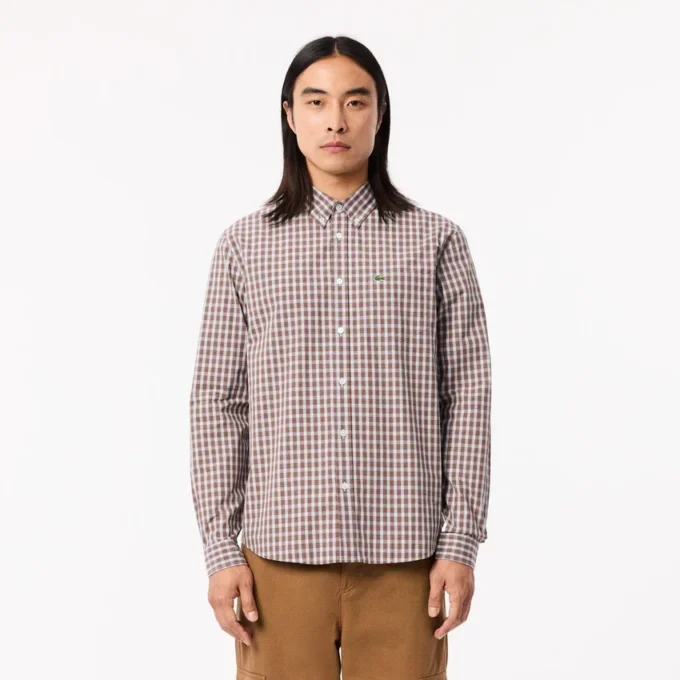 Camicia da uomo in popeline a quadri, vestibilità regolare Camicia da uomo in popeline a quadri, vestibilità regolare