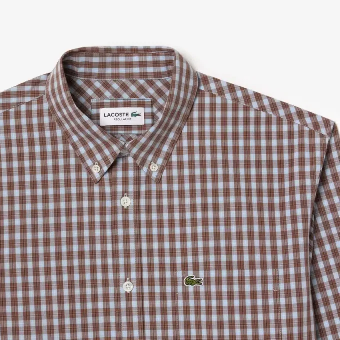 Camicia da uomo in popeline a quadri, vestibilità regolare Camicia da uomo in popeline a quadri, vestibilità regolare