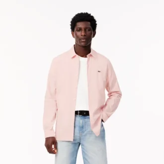 Camicia da uomo in popeline elasticizzato, vestibilità slim