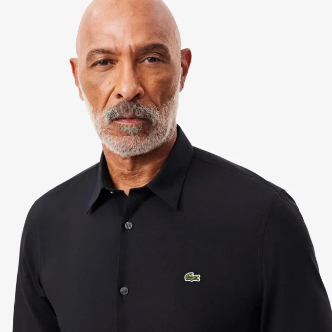 Camicia da uomo in popeline elasticizzato, vestibilità slim Camicia da uomo in popeline elasticizzato, vestibilità slim