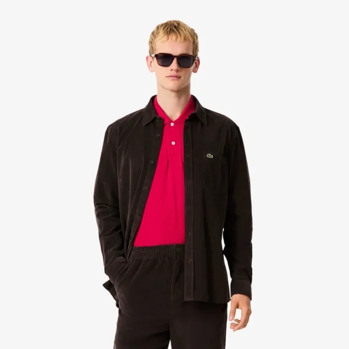 Camicia da uomo in velluto a coste, vestibilità regolare Camicia da uomo in velluto a coste, vestibilità regolare