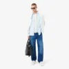 Camicia da uomo slim fit a righe in cotone elasticizzato con bottoni Camicia da uomo slim fit a righe in cotone elasticizzato con bottoni