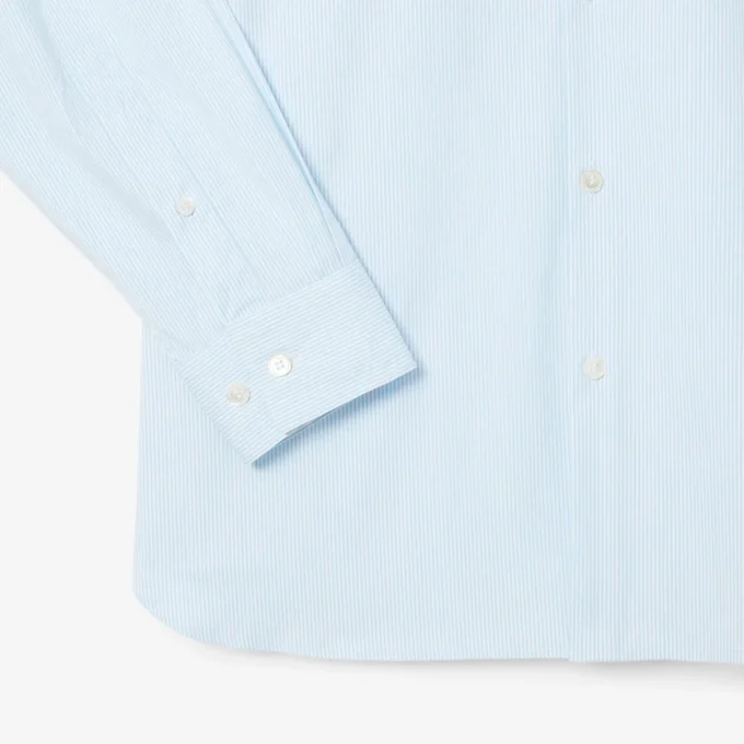 Camicia da uomo slim fit a righe in cotone elasticizzato con bottoni Camicia da uomo slim fit a righe in cotone elasticizzato con bottoni