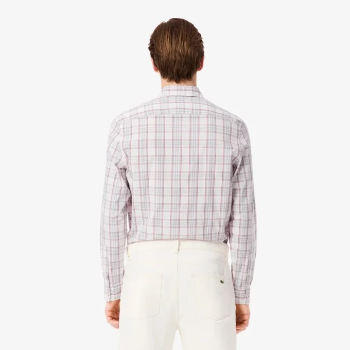 Camicia da uomo slim fit in tessuto elasticizzato a quadri Camicia da uomo slim fit in tessuto elasticizzato a quadri