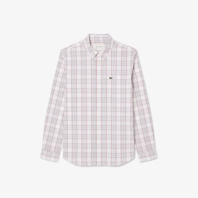 Camicia da uomo slim fit in tessuto elasticizzato a quadri Camicia da uomo slim fit in tessuto elasticizzato a quadri