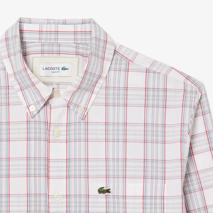 Camicia da uomo slim fit in tessuto elasticizzato a quadri Camicia da uomo slim fit in tessuto elasticizzato a quadri