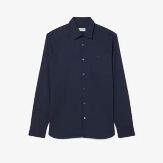 Camicia da uomo slim fit in tessuto elasticizzato con bottoni