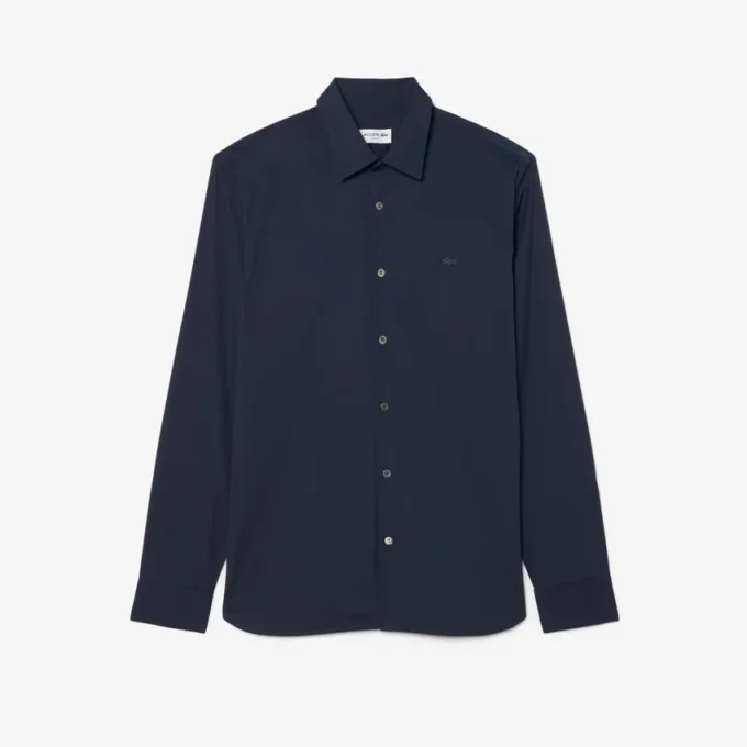 Camicia da uomo slim fit in tessuto elasticizzato con bottoni Camicia da uomo slim fit in tessuto elasticizzato con bottoni