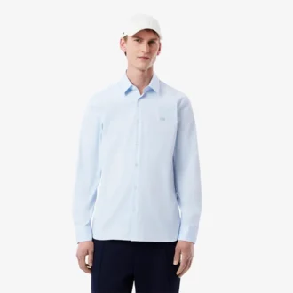 Camicia da uomo slim fit in tessuto elasticizzato con bottoni