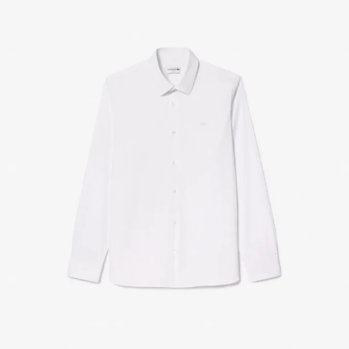 Camicia da uomo slim fit in tessuto elasticizzato con bottoni Camicia da uomo slim fit in tessuto elasticizzato con bottoni