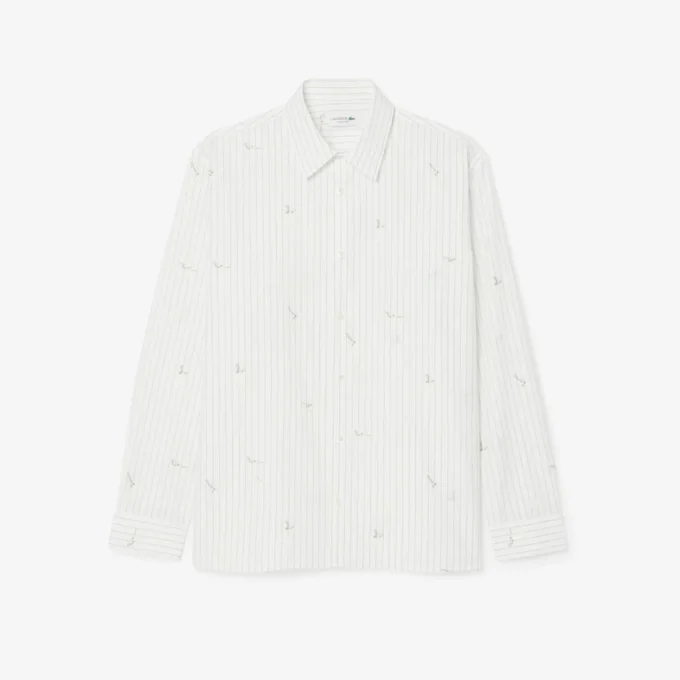 Camicia in cotone ricamata dalla vestibilità comoda Camicia in cotone ricamata dalla vestibilità comoda