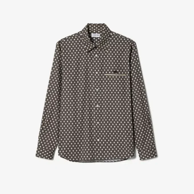 Camicia in cotone stampata dalla vestibilità regolare Camicia in cotone stampata dalla vestibilità regolare