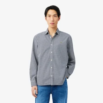 Camicia in popeline a quadri, vestibilità regolare