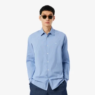 Camicia in popeline elasticizzato a righe, vestibilità slim