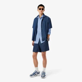 Camicia in popeline elasticizzato a righe, vestibilità slim