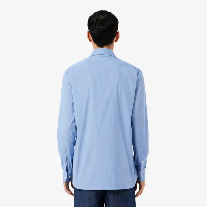 Camicia in popeline elasticizzato a righe, vestibilità slim