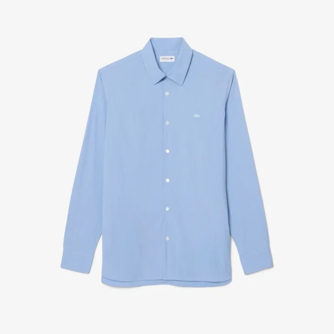 Camicia in popeline elasticizzato a righe, vestibilità slim